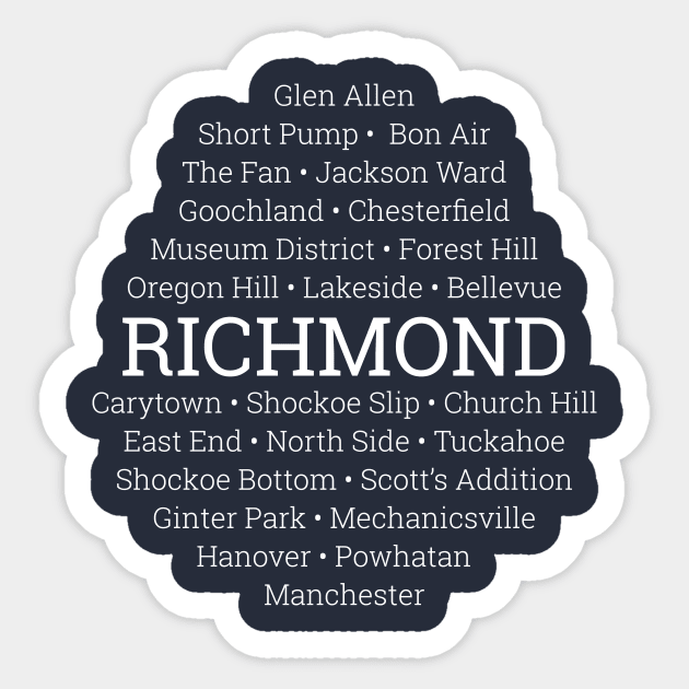 Neighborhoods of Richmond, Virginia Sticker by Ramabyte